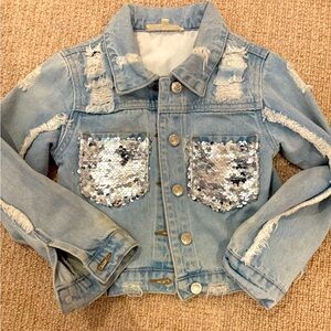 Never worn amazing kids denim jacket with sequins detailing